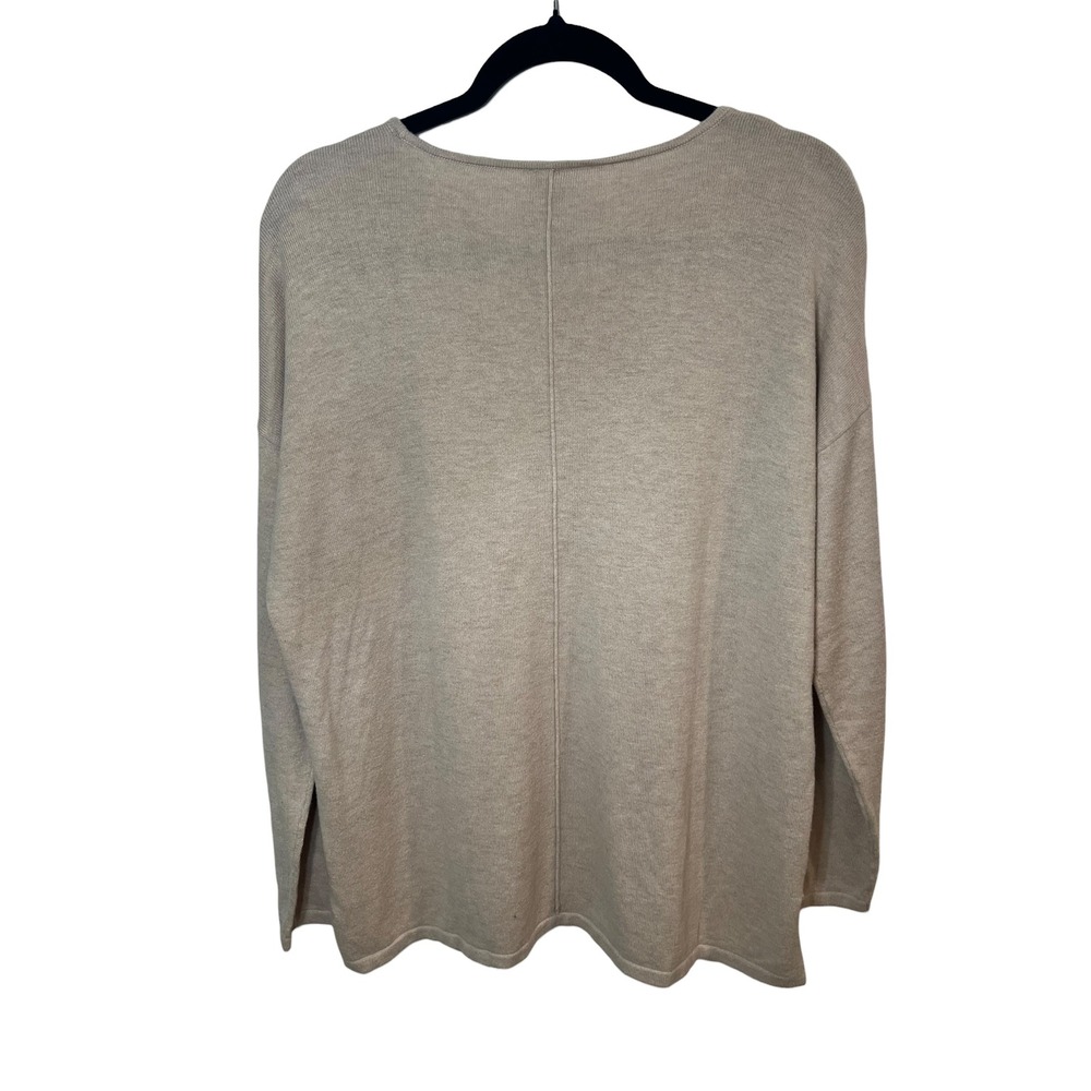 Chico's Relaxed Cotton Blend Sweater Tan Oversized Minimalist Knit Top L 12/14 - Picture 6 of 9